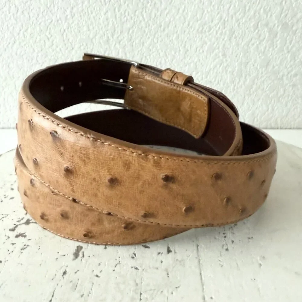 NEW Rod Patrick Mens Western Belt MAD DOG SADDLE FULL QUILL OSTRICH 1.5